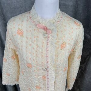 VINTAGE Christian Dior Lingerie Floral Quilted Robe House Coat NOS Cottagecore